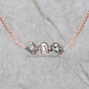 1.17 Ct Natural Emerald Salt And Pepper Diamond 14K Rose Gold Engagement Pendant - Picture 1 of 9