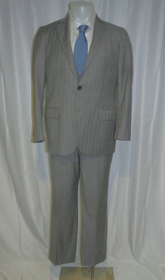 Brooks Brothers 1818 Fitzgerald Vitale VBC Pale Gray Striped Two Button Suit 40R - Image 1 of 4