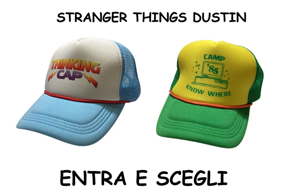 CARNEVALE HALLOWEEN CAPPELLO CON VISIERA DUSTIN STRANGER THINGS TAGLIA UNICA - Immagine 1 di 1