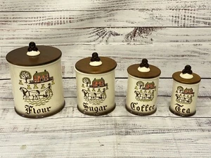 Vintage Homestead Provincial Canister Poppytrail Flour Sugar Coffee Tea Jar Set - Picture 1 of 18