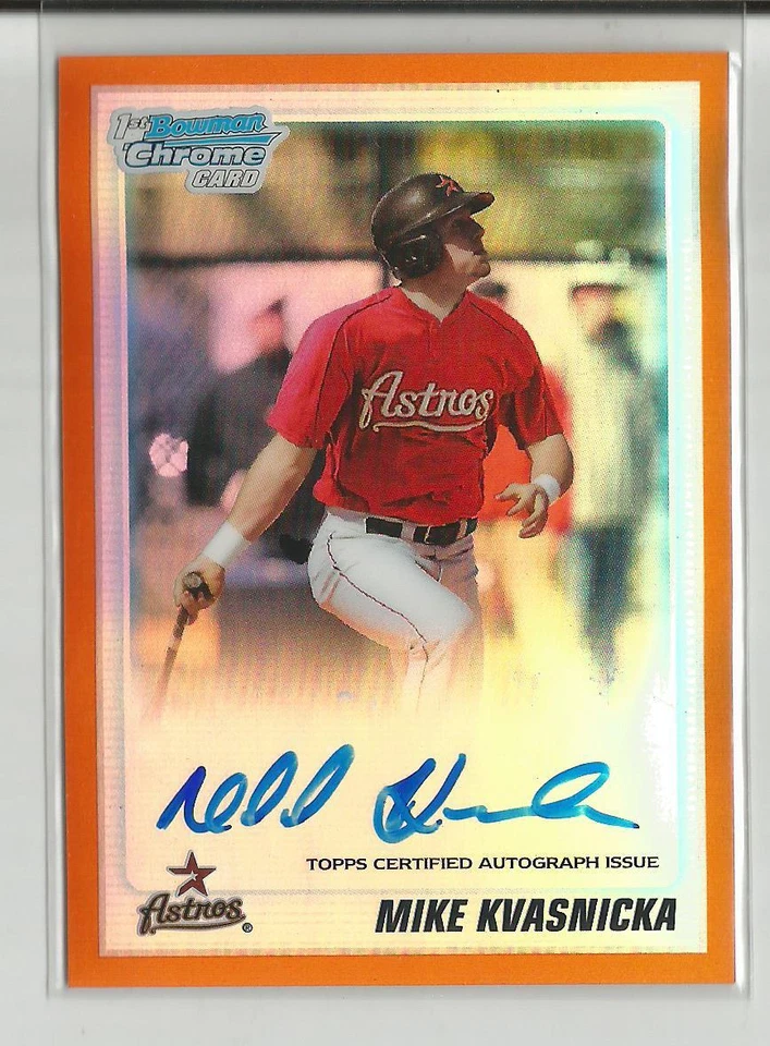 2010 Bowman Chrome Draft Mike Kvasnicka Autograph Orange Refractor Rookie # / 25 - Image 1 of 1