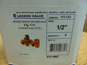 New Bronze Legend 1/2" Washer Washing Machine Shut Off On Valve Ball Type Lever