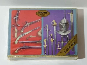 Vintage Kongress Spielkarten Set zwei Decks Antik Gewehr Mittelalter Schwerter Neu  - Bild 1 von 2