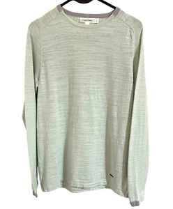Calvin Klein Mens Green Long Sleeve Crewneck Sweater Size M Lightweight Knit Cot - Picture 1 of 1