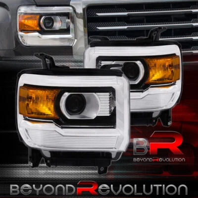 For 2014-2019 Sierra Clear Amber Reflector Black Housing Headlamps Bumper Lights — 第 1/4 张图片