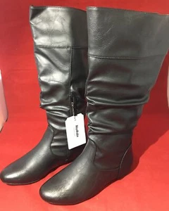 Rollda Womens Faux Leather Knee High Boots Non-Slip Slouch Boots New w/ Box Sz 6 - Picture 1 of 6