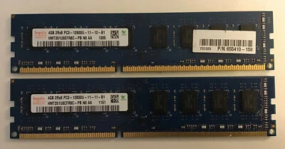 Hynix 8GB (2x4GB) 2Rx8 PC3-12800U (HMT351U6CFR8C-PB) DDR3 Desktop Ram - Image 1 of 2