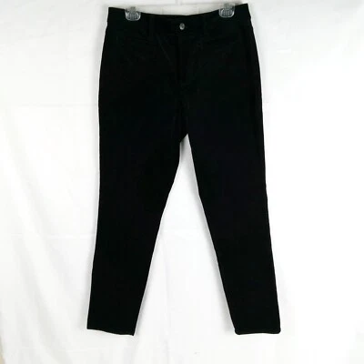 Lands End Women Velvet Velour Pants Size 10 Petite Black Mid Rise Slim Holiday - Image 1 of 4