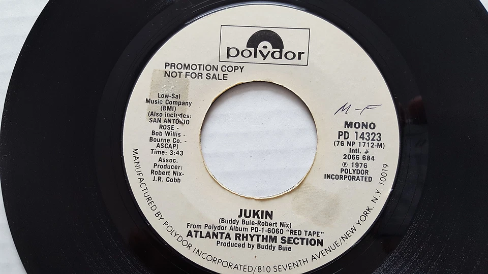 ATLANTA RHYTHM SECTION - Jukin MONO / STEREO PROMO 1976 Southern Rock 7" (NM) - Image 1 of 2