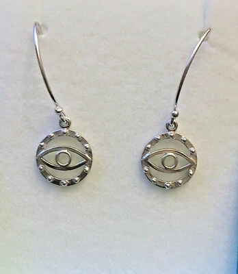 "Mal de ojo" - Pendientes de gancho enhebrador de plata de ley Foto 1 de 4