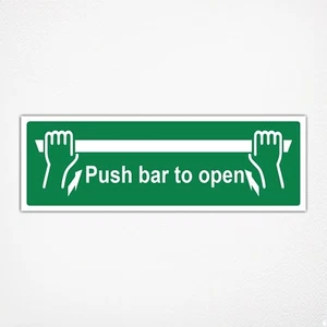 Schubstange zum Öffnen Vinyl Aufkleber Schild 100 mm x 300 mm Not Türausgang Schilder - Bild 1 von 1