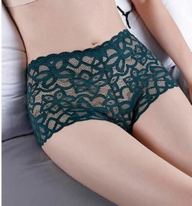 Women Briefs High Waist Panties Lace Mesh Floral Sexy Underpants 90291 - Picture 1 of 30