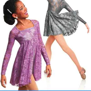 Night Sky Lilac Metallic Lace Dance Skate Lyrical Curtain Call Dance Dress CXL - Picture 1 of 2