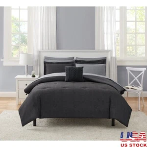 10 Piece Bed in a Bag Comforter Set W/ Sheets Microfiber Reversible Cozy Bedding - Picture 1 of 8