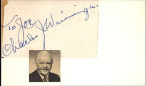 Charles Winninger D.1969 Actor Signed 3" x 5" Index Card