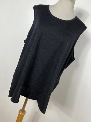 Camiseta sin mangas Laura Ashley 2X negra brillante tejida elástica sin mangas para mujer J3 Foto 1 de 4