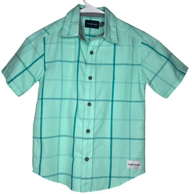 Camisa Calvin Klein Verde Tejida a Cuadros SS Abotonada Niños Talla Pequeña (8) Foto 1 de 4
