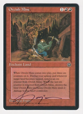Signed Orcish Mine Proof HP Homelands Artist Kaja Foglio 1995 WOTC MTG Magic AP! - Image 1 of 2