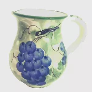 Jarra de cerámica jarra 6" hojas de uvas pintadas a mano BIANCONI PIETRO cerámica Italia - Imagen 1 de 7