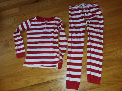 Pijama Hatley para niño talla 8 2 piezas pijamas ropa de dormir rayas rojas y blancas EXCELENTE Foto 1 de 3
