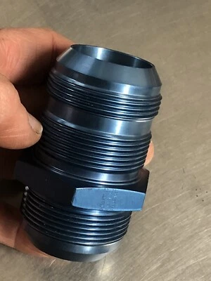 -24 AN Bulkhead Fitting male/male 24AN AN24 Straight Blue Anodized  NEW - Image 1 of 4