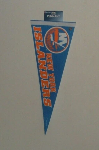 NEW YORK ISLANDERS NHL TRI ANGLE FELT WALL PENNANT 12" X 30" NEW ORANGE BLUE Cover