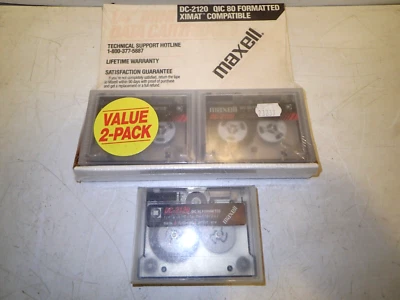 Maxell DC-2120 1/4” 3-Pack Mini Data Cartridge Tapes QIC 80 Formatted - Image 1 of 3