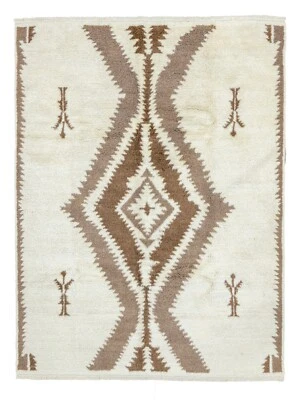 Alfombra turca Oushak 7,8 x 10,3 pies - Lana sin teñir - Japandi geométrica mínima Foto 1 de 4