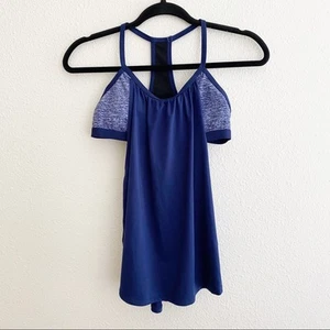 TYR Shea 2 in 1 Tankini Swim Yoga Active Top UPF 50+ Blue Sports Bra XS - Picture 1 of 7