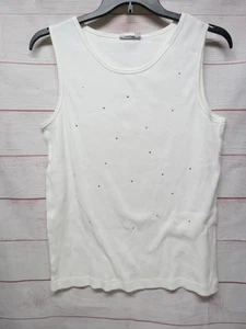 Camiseta sin mangas Avenue 18/20 1x blanca acanalada con lentejuelas brillantes con etiquetas - Imagen 1 de 5