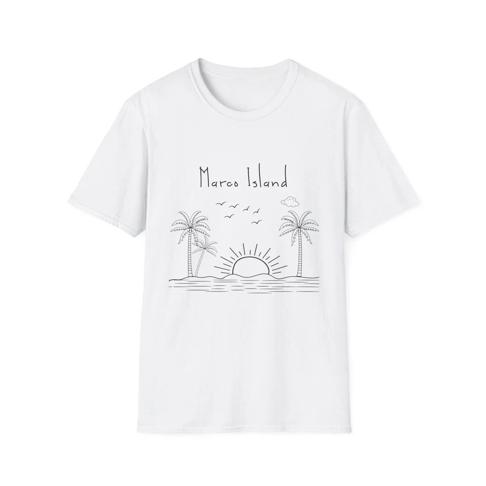 Camiseta Marco Island Sunset Sketch | Camiseta Palm Tree Beach Foto 1 de 1