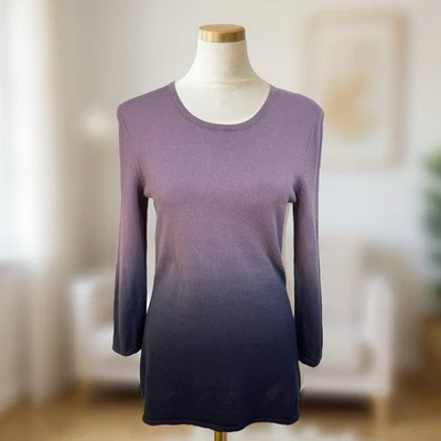 Suéter Pullover Y2K ONLY MINE Algodón Cachemira Púrpura Ombré Tejido Top Ligero Talla S Foto 1 de 4