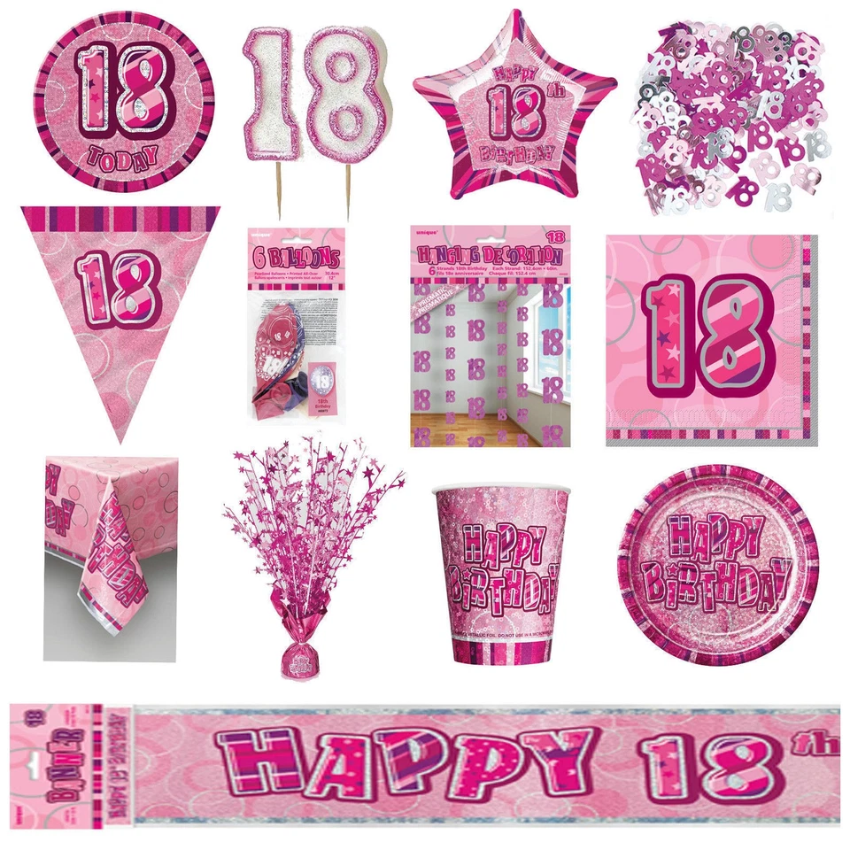 Unique Party 28433 - Glitz Pink Birthday Plastic Tablecloth 7ft X 4.5ft