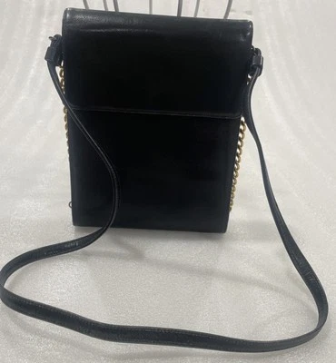 Bolso de hombro vintage de cuero Beinen Davis forrado en tela cadena dorada espejo de acento Foto 1 de 4