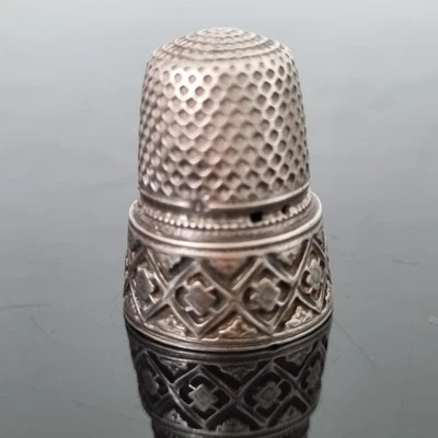 Dé A Coudre Ancien Argent Couture Solid Silver Thimble Victorian French Sewing - Photo 1/4