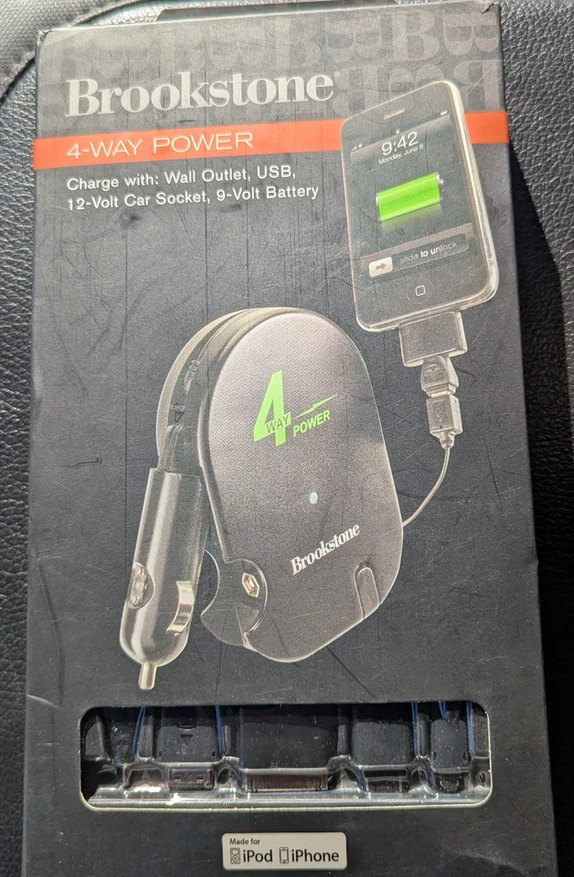 НОВЫЙ BROOKSTONE 4-WAY ПИТАНИЯ НАСТЕННАЯ РОЗЕТКА USB 9 И 12 ВОЛЬТ IPHONE IPOD • БЕСПЛАТНАЯ ДОСТАВКА! - Изображение 1 из 2