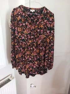 Ladies Fat Face Black & Floral Sleeved Top Size 10 - Picture 1 of 4