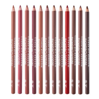 12 Colors Wooden Lip Liner Pencil Set, High Pigmented Soft Matte, Long Wearing - Image 1 of 4