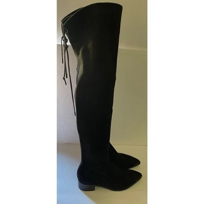 Botas largas Marc Fisher negras por encima de la rodilla 8,5 con cordones espalda hasta el muslo Foto 1 de 4