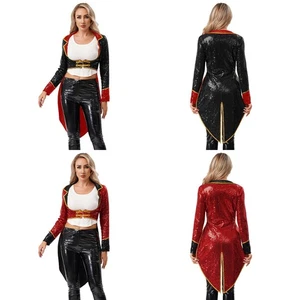 Womens Fancy Dress Carnival Outfit Adults Tailcoat Sequins Circus Costume Suits - Picture 1 of 31