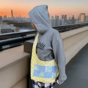 Hobo Bag Yellow Floral Quilted Sling Purse Boho Crossbody Patchwork USA Florida - Picture 1 of 10
