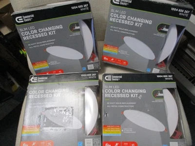 4 eléctricos comerciales ultra delgados de 6 pulgadas Kit LED empotrado sin canas seleccionable en color Foto 1 de 4