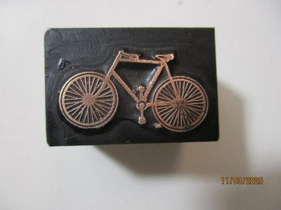 Printing Letterpress Printer Type Block Bicycle Print Cut - Image 1 of 4