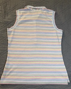 Nike Dri-Fit Rainbow Sleeveless Athletic Polo Top Womens Size Large Golf Tennis - Picture 1 of 13