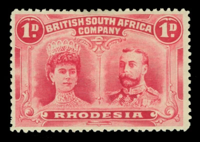 British SOUTH AFRICA  RHODESIA 1910 Double Heads 1d rose Perf.14 Sc# 102 mint MH - Image 1 of 2