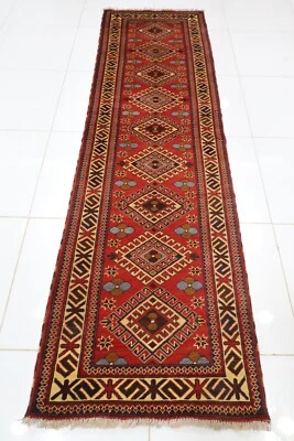 10 ft Hallway Kazak Runner Rug Afghan Hand Knotted Wool Kitchen Rug Home Decor - Image 1 of 4