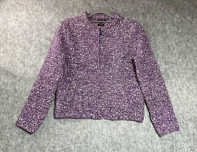 Suéter Mossimo Dutti Mujer Pequeño Púrpura Mezcla Lana Bolsillos Cremallera Cárdigan Casa de campo Foto 1 de 4