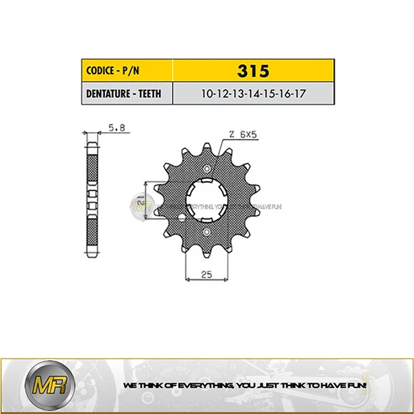 YAMAHA RD 350 FROM 1985 TO 1995 FRONT SPROCKET SUNSTAR PITCH 520 WITH 16 TEETH - Image 1 of 1