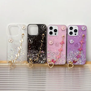 Funda Para Samsung S23 S22 S21 FE S20 A52 A53 Brillo Estuche Mariposa Pulsera - Imagen 1 de 11