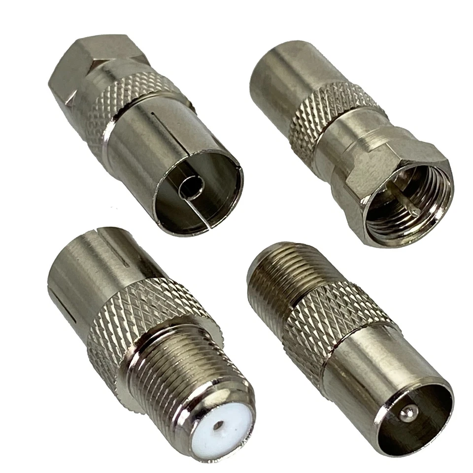 2pcs F TV to IEC PAL DVB-T Male Plug  Female Jack Striaght RF Adapter Connector - Image 1 of 4